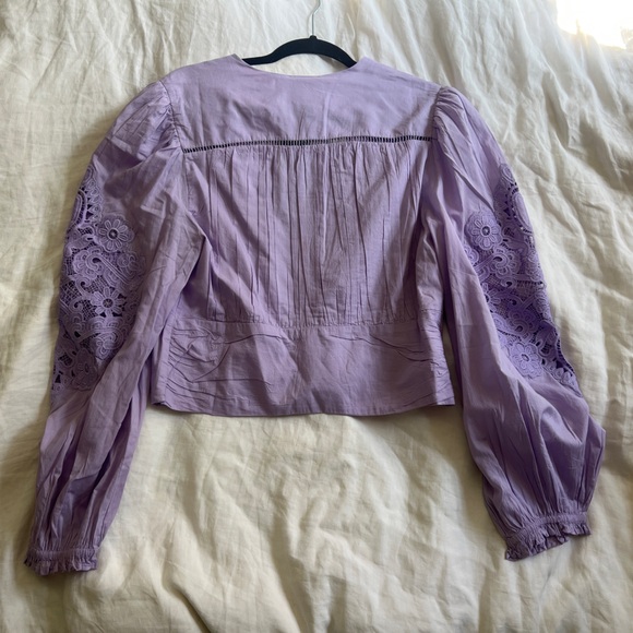 FARM Rio Lilac lavender lace Embroidered Blouse - Picture 8 of 13